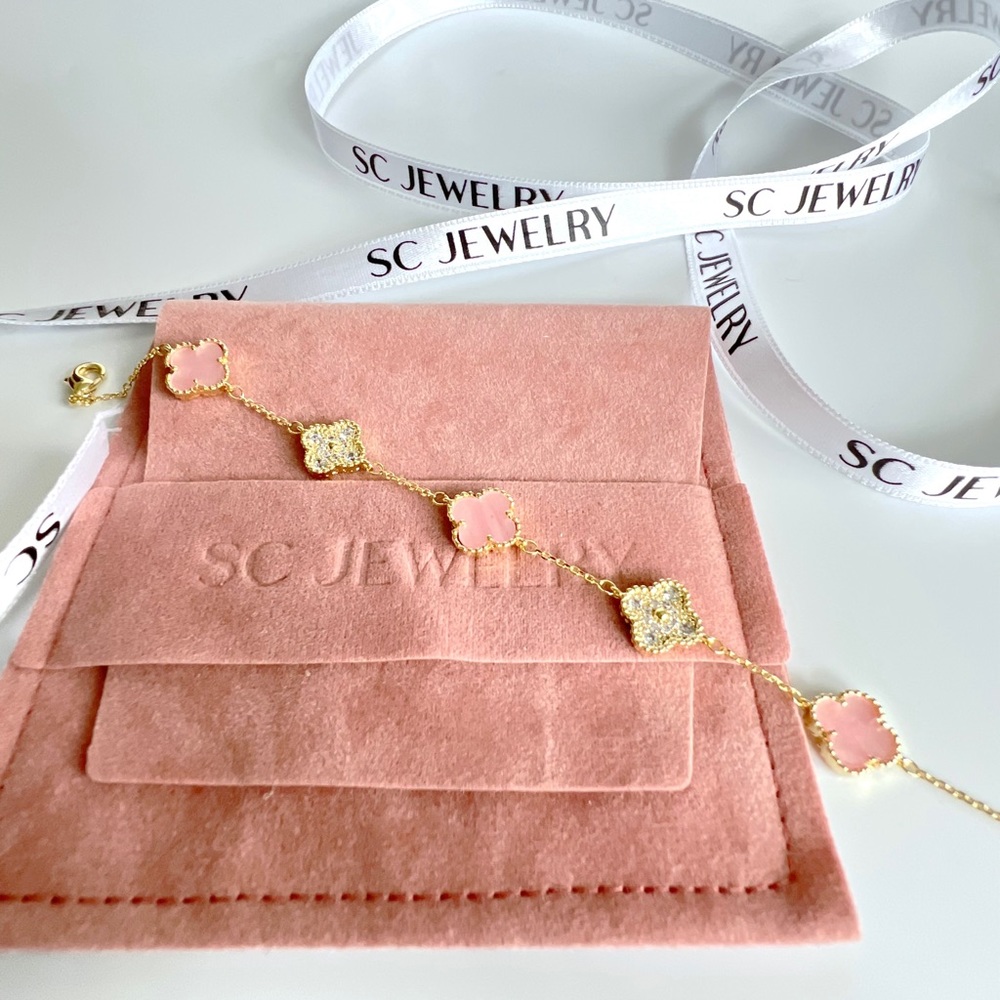 Mother Of Pearl Clover Pink Color Petite Clover Luxury Jewelry - Picture 8 of 8